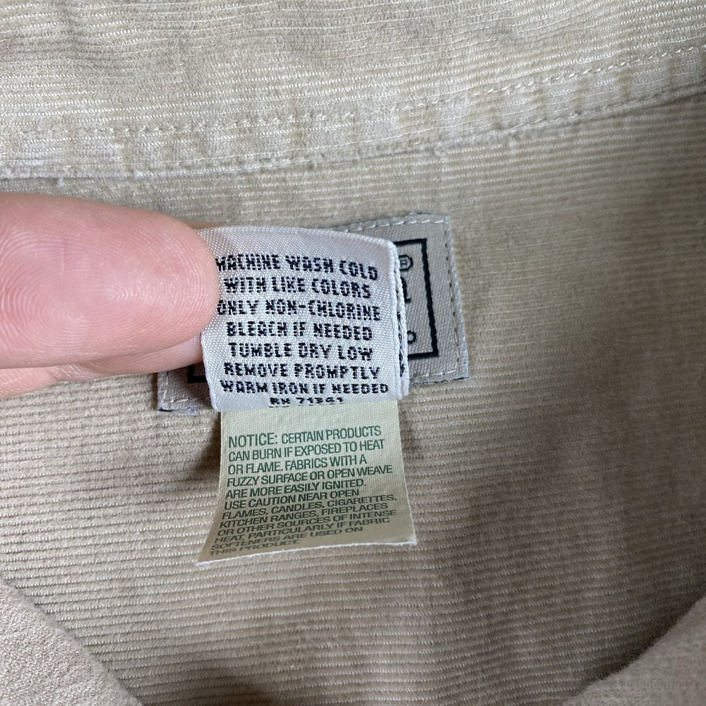 LL Bean Shirt Mens Size XXL Tall Beige Long Sleeve Corduroy Button Down 0YQ71 - Picture 8 of 13